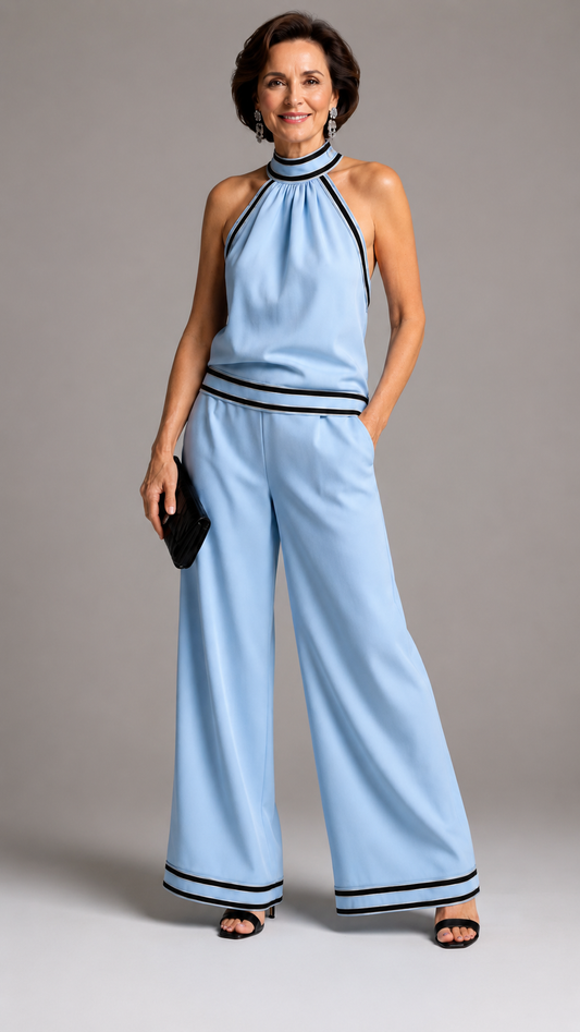 Zéphyrine | Combinaison Halter Contrastée Élégante