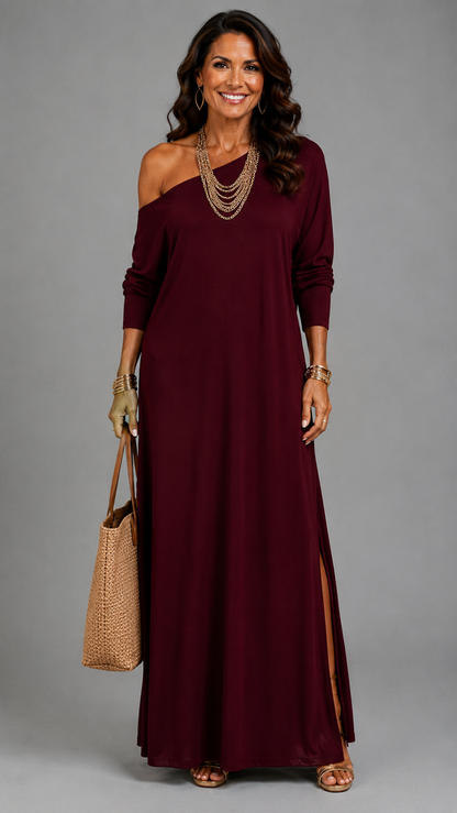 Asterelle | Robe Midi Élégante avec Fente Latérale